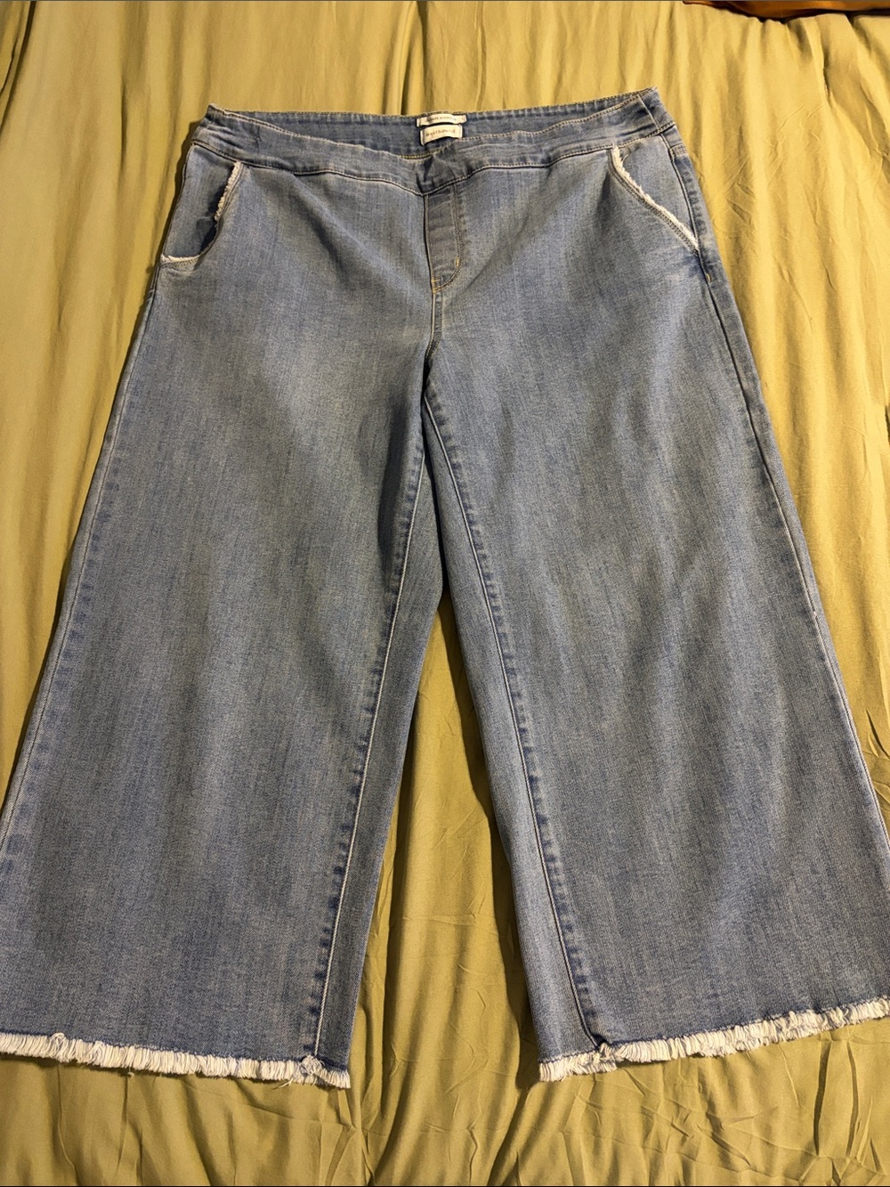 Westbound Light Blue Wide Leg Jeans with Frayed Hem